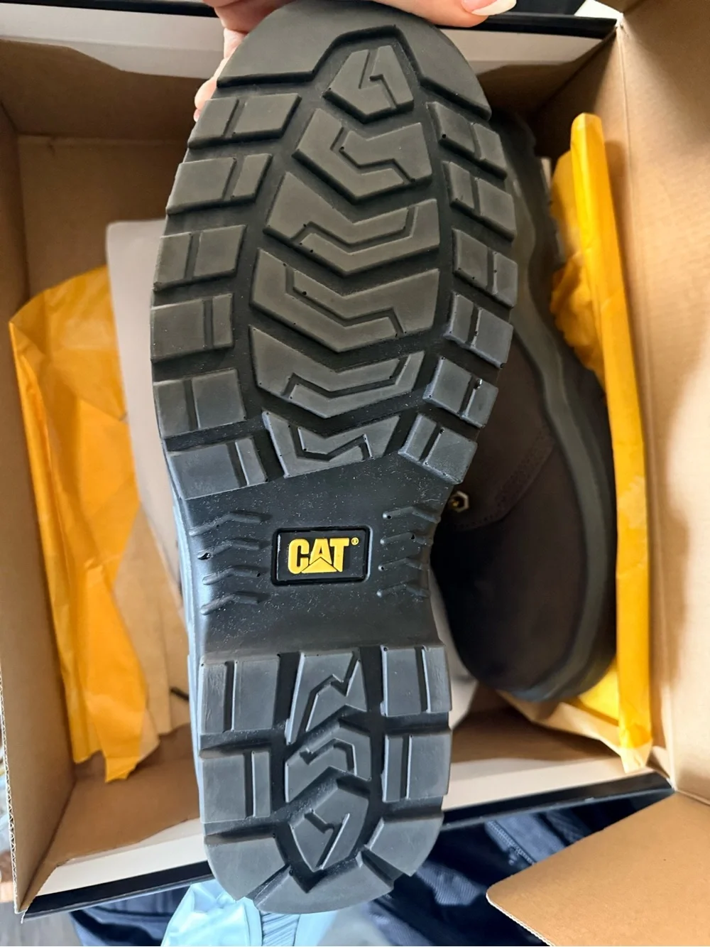 Caterpillar Brown and Yellow Men's Work Boots - Lace-Up Safety Boots